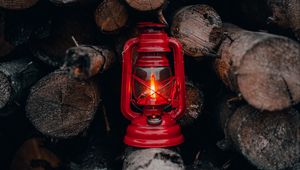 Preview wallpaper lantern, red, firewood, fire, light