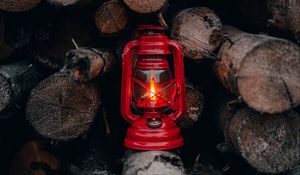 Preview wallpaper lantern, red, firewood, fire, light