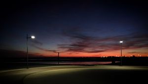 Preview wallpaper lantern, road, evening, dark