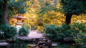 Preview wallpaper lantern, stone, pond, japanese garden