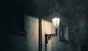 Preview wallpaper lantern, wall, glow, smoke