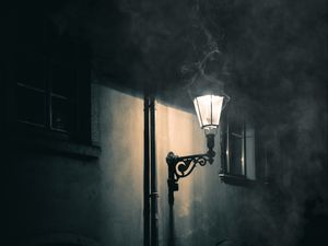 Preview wallpaper lantern, wall, glow, smoke