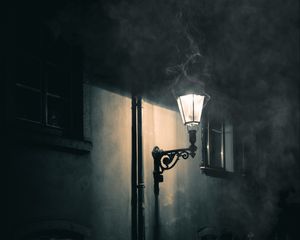 Preview wallpaper lantern, wall, glow, smoke
