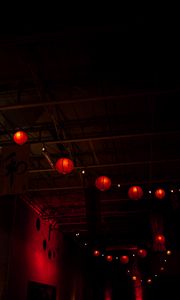 Preview wallpaper lanterns, garland, light, dark, red
