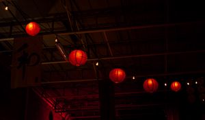 Preview wallpaper lanterns, garland, light, dark, red