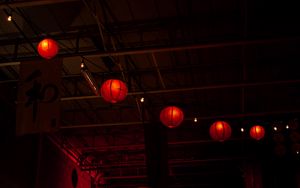 Preview wallpaper lanterns, garland, light, dark, red