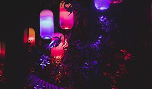 Preview wallpaper lanterns, garland, lighting, night, dark