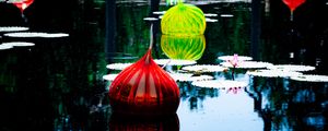 Preview wallpaper lanterns, lake, flower, water lilies, decor
