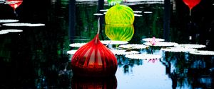 Preview wallpaper lanterns, lake, flower, water lilies, decor