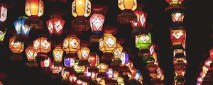 Preview wallpaper lanterns, light, colorful, dark