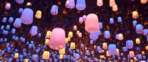 Preview wallpaper lanterns, lighting, exhibition, plafonds, light, composition, multicolored