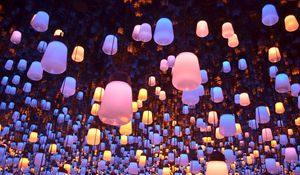 Preview wallpaper lanterns, lighting, exhibition, plafonds, light, composition, multicolored