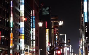 Preview wallpaper lanterns, lights, street, city, buildings