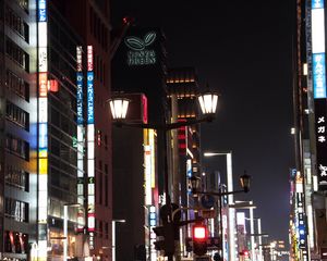 Preview wallpaper lanterns, lights, street, city, buildings