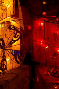 Preview wallpaper lanterns, red, yellow, stars, lights, holidays