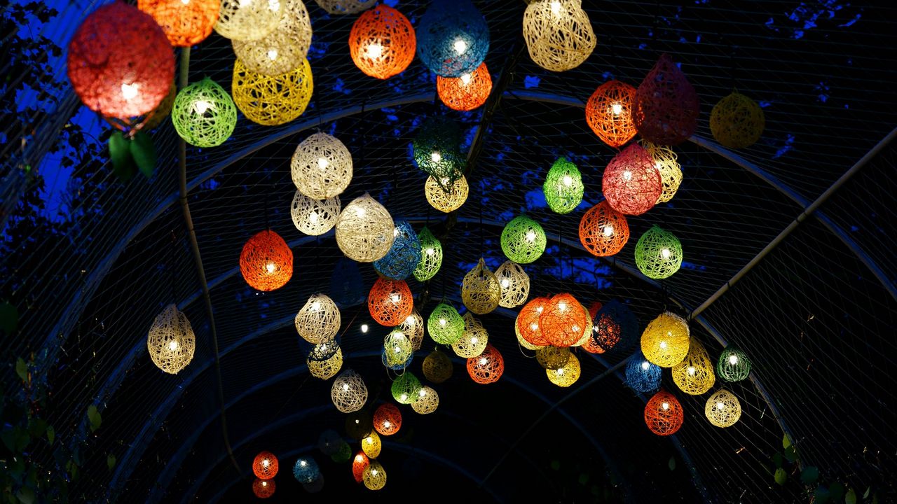 Wallpaper lanterns, yarn, design, night