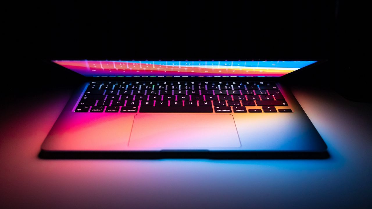 Wallpaper laptop, backlight, colorful, dark
