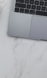 Preview wallpaper laptop, keyboard, marble, aesthetics