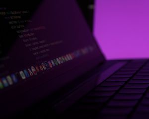 Preview wallpaper laptop, keys, code, programming, purple