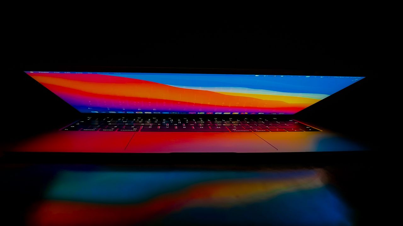 Wallpaper laptop, monitor, computer, light, darkness