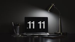 Preview wallpaper laptop, numbers, desktop, dark