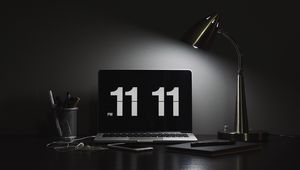Preview wallpaper laptop, numbers, desktop, dark
