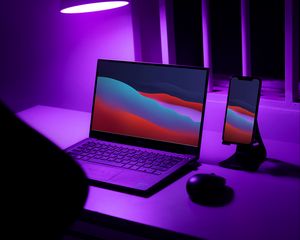 Preview wallpaper laptop, phone, desktop, neon, purple