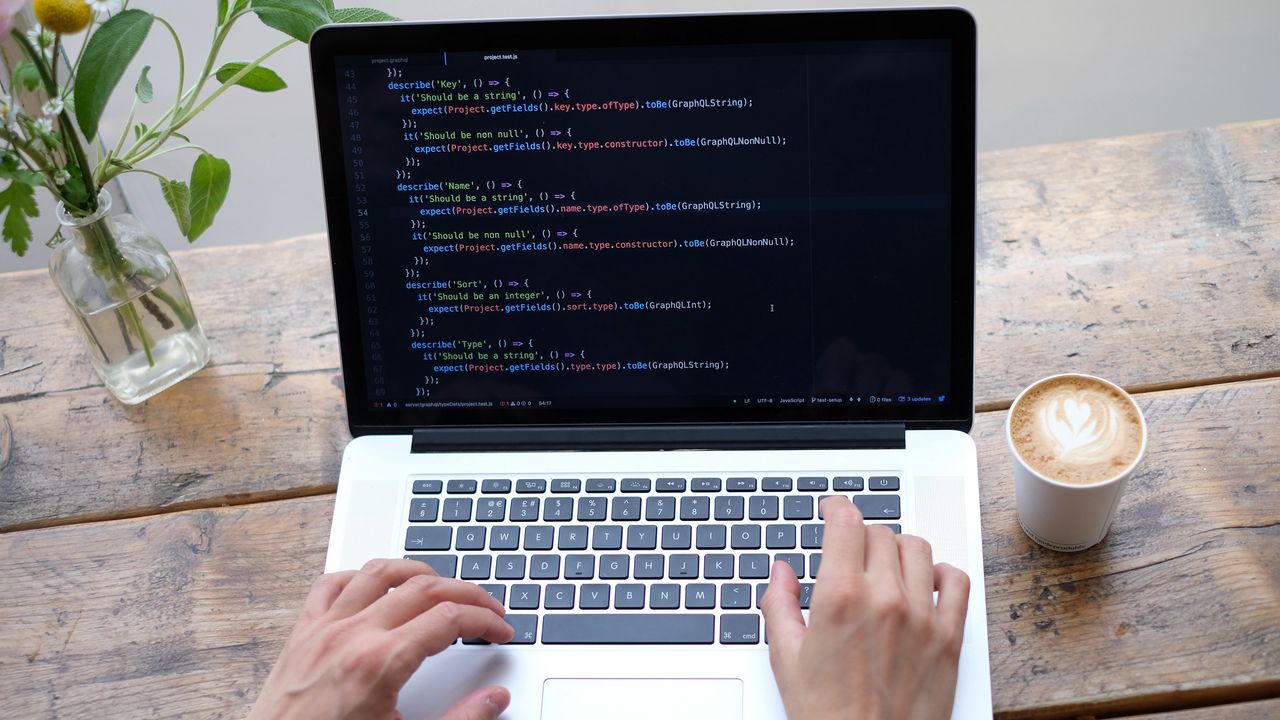 Wallpaper laptop, programming, code, hands, hacker