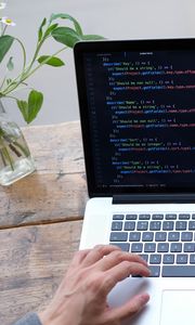 Preview wallpaper laptop, programming, code, hands, hacker