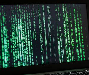 Preview wallpaper laptop, symbols, code, matrix, technology