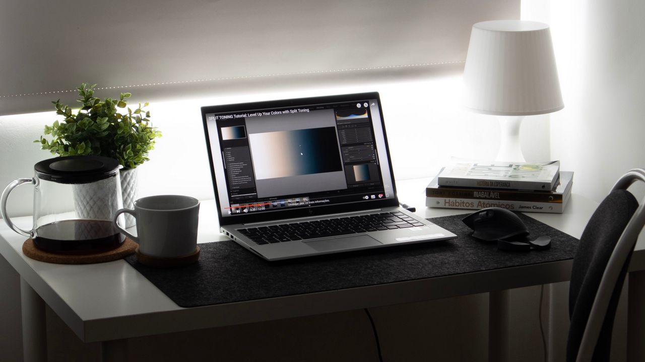 Wallpaper laptop, table, workplace, work