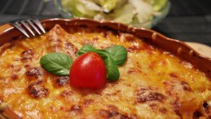 Preview wallpaper lasagna, cheese, tomatoes, appetizing