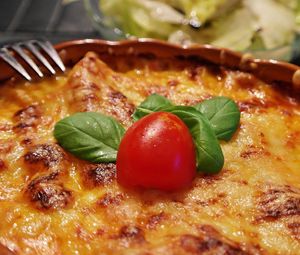 Preview wallpaper lasagna, cheese, tomatoes, appetizing