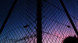 Preview wallpaper lattice, fence, mesh, sunset, sky