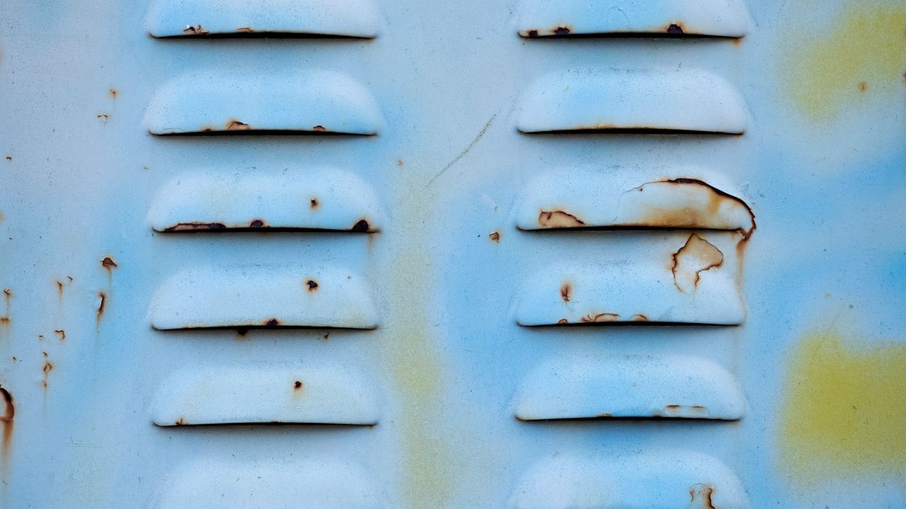 Wallpaper lattice, metal, rust, old, blue, surface