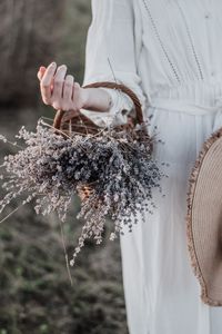 Preview wallpaper lavender, basket, flowers, hand, girl