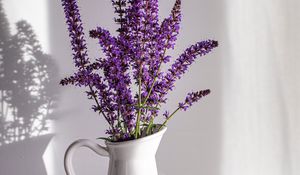 Preview wallpaper lavender, bouquet, vase, nut, white