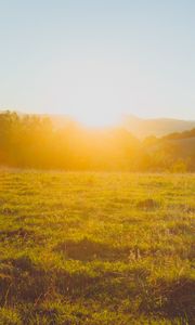 Preview wallpaper lawn, hills, sunlight, bright, landscape