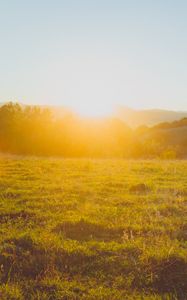 Preview wallpaper lawn, hills, sunlight, bright, landscape