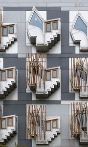 Preview wallpaper layout, pattern, stairs, windows