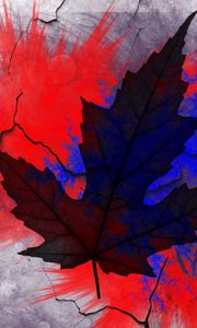 Preview wallpaper leaf, maple, paint, stains, cracks