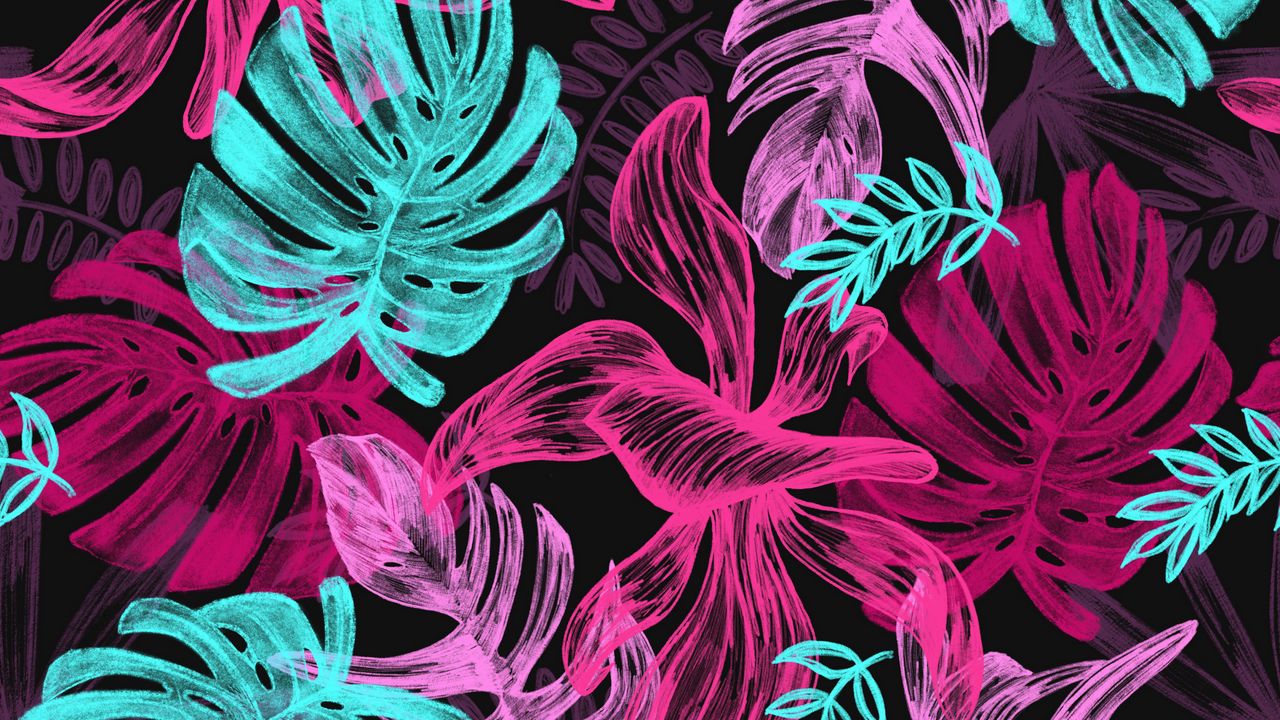 Wallpaper leaves, art, bright, colorful, texture