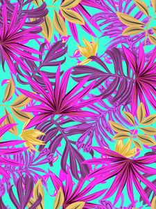 Preview wallpaper leaves, art, bright, tropical