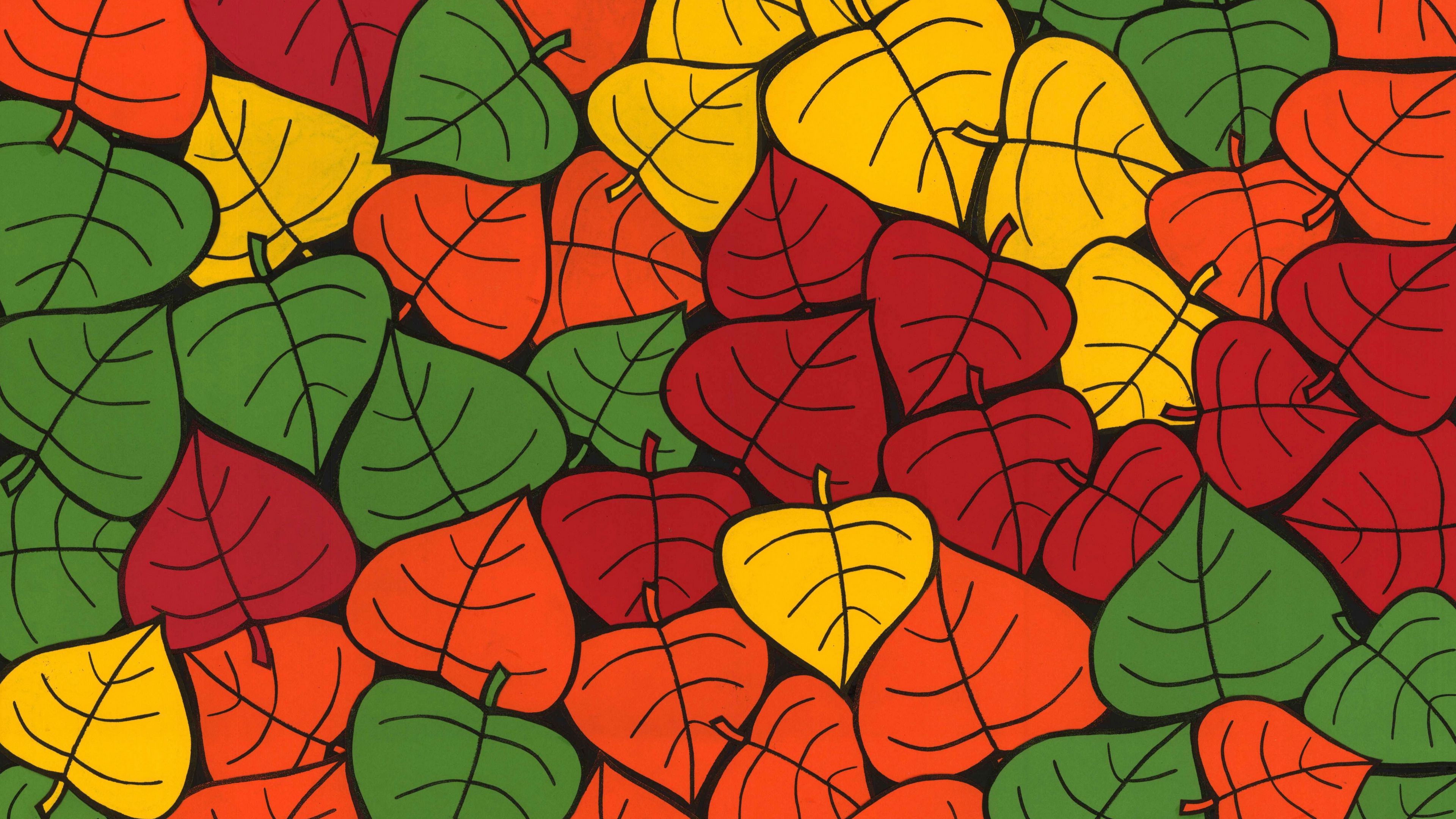 Download Wallpaper 3840x2160 Leaves Art Colorful Autumn Collage 4k 