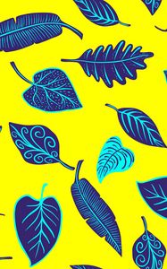 Preview wallpaper leaves, art, yellow, purple, shapes