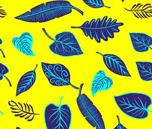 Preview wallpaper leaves, art, yellow, purple, shapes