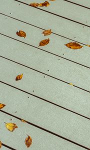 Preview wallpaper leaves, boards, wood, autumn