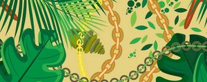 Preview wallpaper leaves, chains, conch, pattern, art