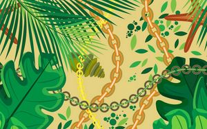Preview wallpaper leaves, chains, conch, pattern, art