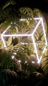 Preview wallpaper leaves, cube, neon, glow, plant